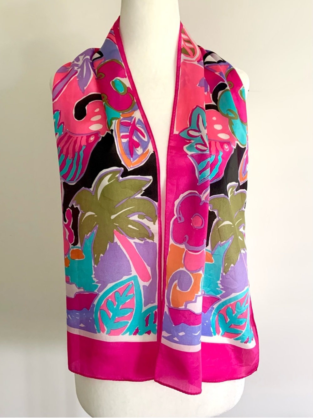 Vintage Careta tropical silk scarf